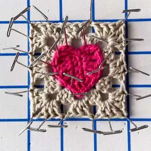 Heart Granny Square 11 blocking
