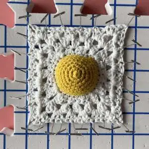 Bacon and Eggs Granny Square blocking