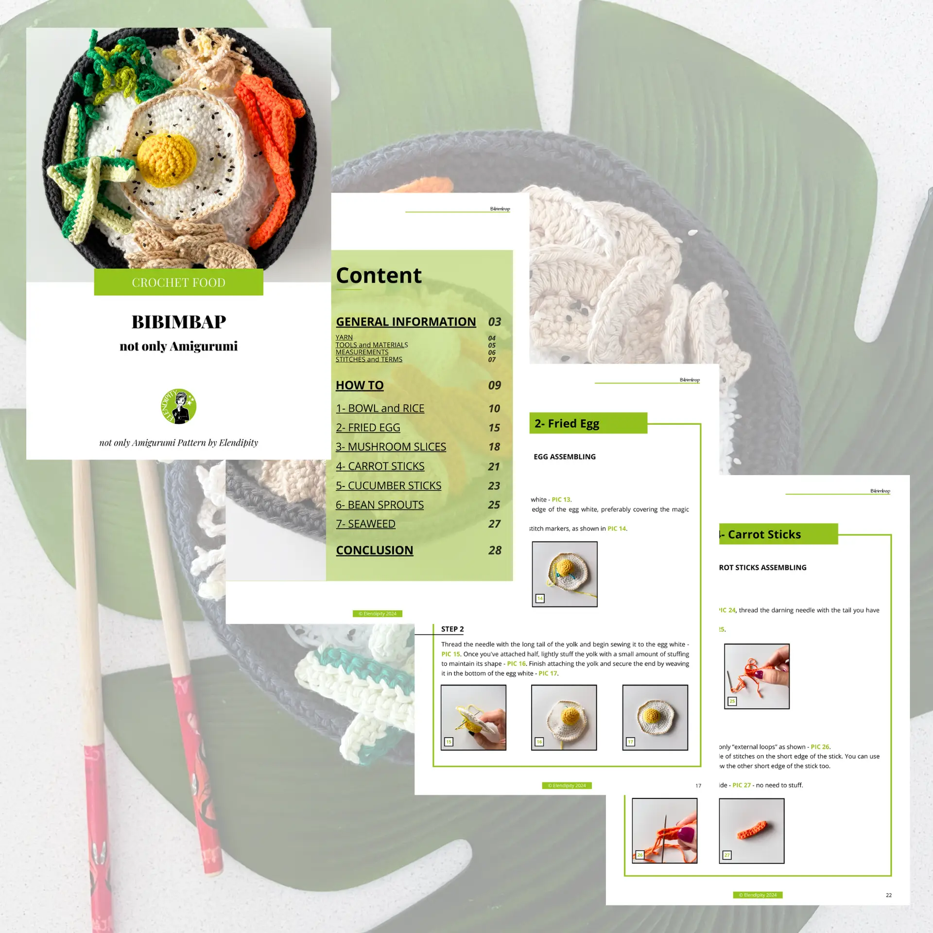 Crochet Bibimbap Pattern: Korean Play Food (Digital Pattern) - Image 2
