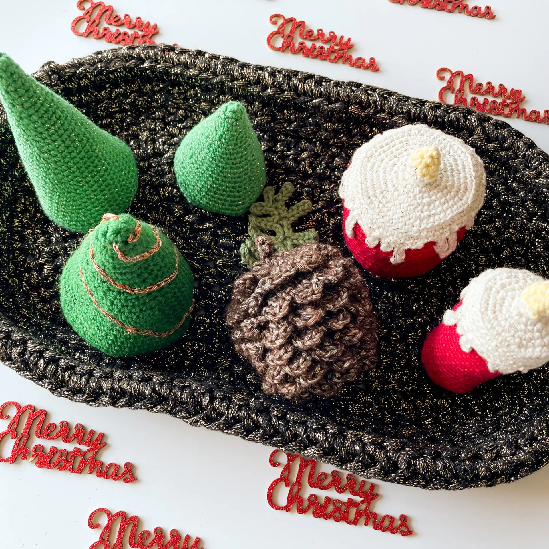 Christmas Crochet Centrepiece Pattern: Tree, Candle & Pinecone (PDF Pattern) - Image 4