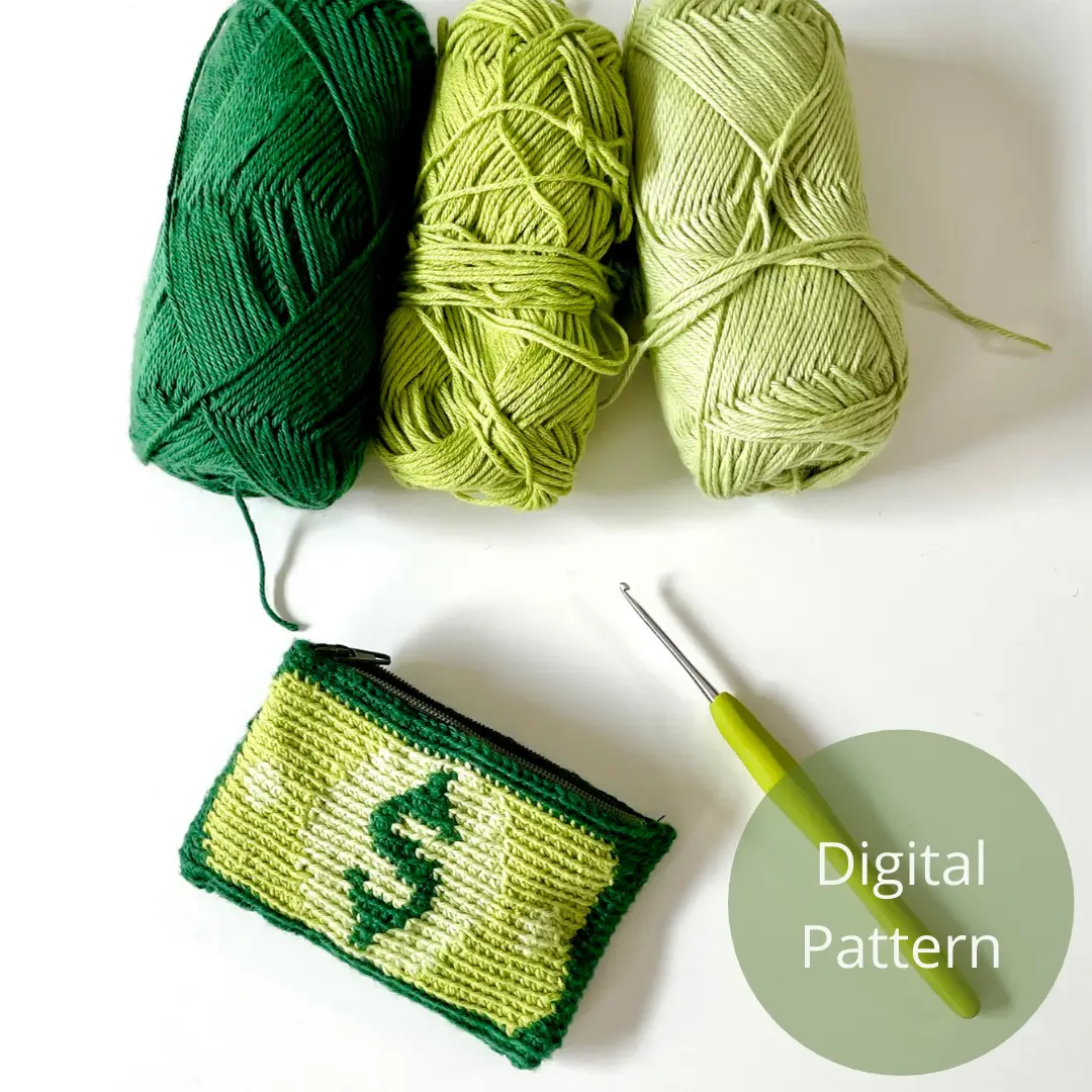 Crochet Dollar Zipper Pouch Pattern: Coin Purse with optional lining