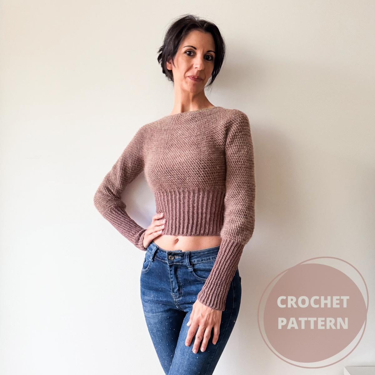Woodey Autumn Jumper Crochet Pattern: Seamless Top-Down Sweater (Digital Pattern)