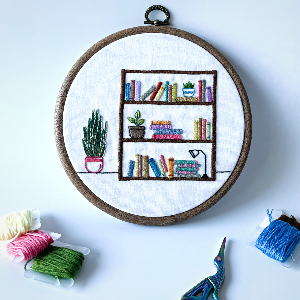 Bookshelf Embroidery Pattern: Beginner Library Design - Image 3