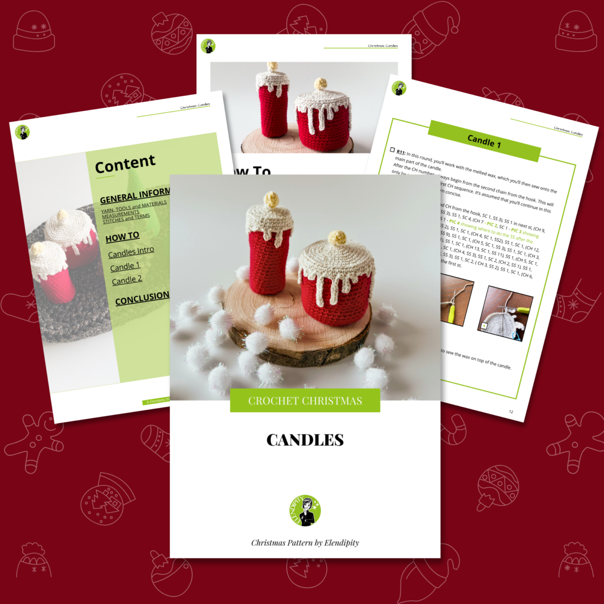 Crochet Candles Pattern: DIY for Christmas, Hannukah or Diwali (PDF Pattern) - Image 2
