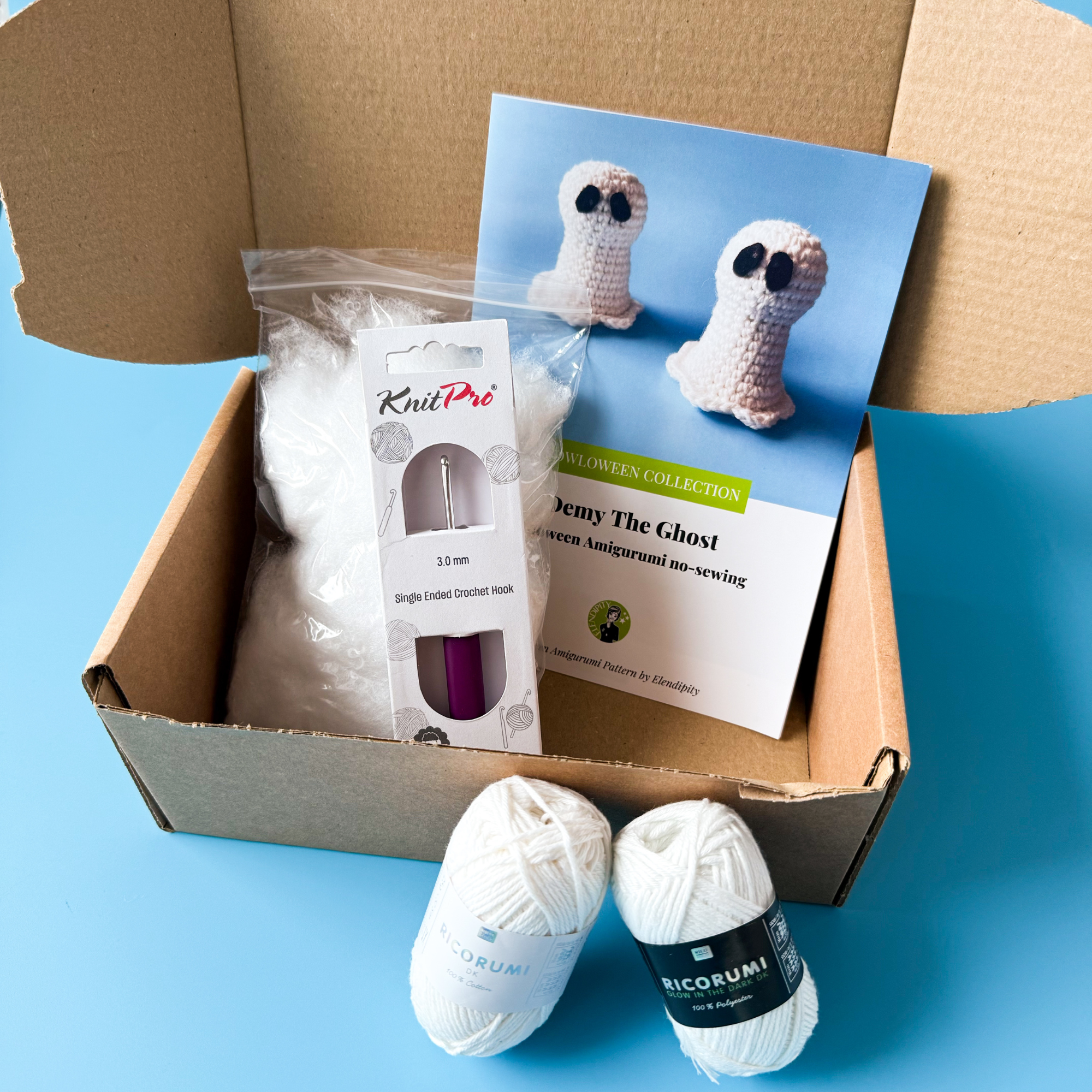 Crochet Ghost Kit - Halloween Amigurumi Kit - DIY Crochet Kit for Beginners with Video Tutorial & PDF Pattern - Image 5