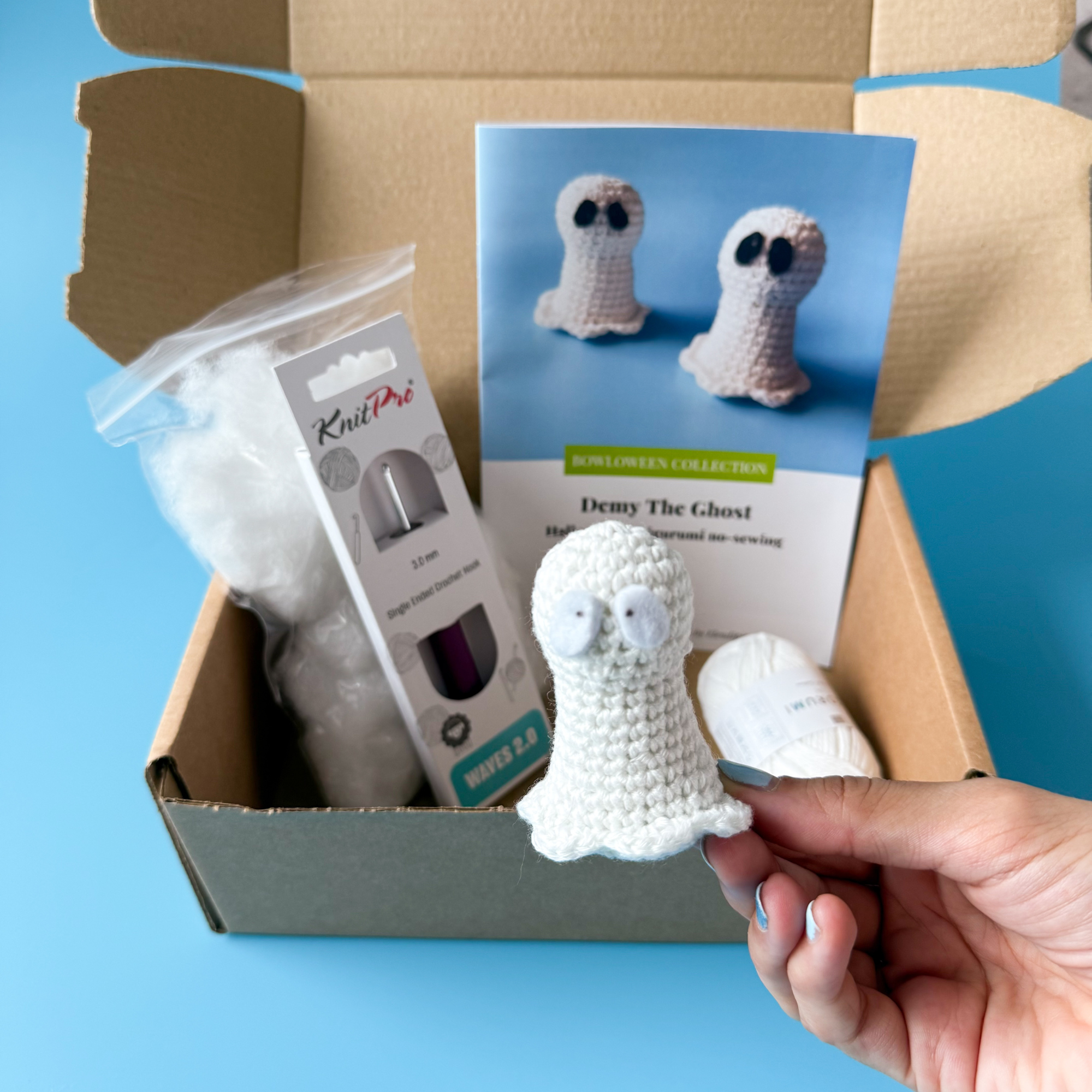 Crochet Ghost Kit - Halloween Amigurumi Kit - DIY Crochet Kit for Beginners with Video Tutorial & PDF Pattern - Image 8