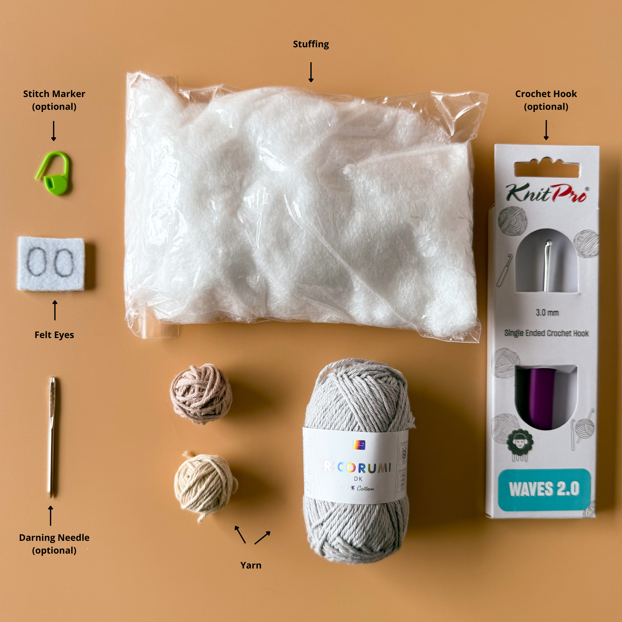 Crochet Mummy Kit - Halloween Amigurumi Kit - DIY Crochet Kit for Beginners with Video Tutorial & PDF Pattern - Image 2