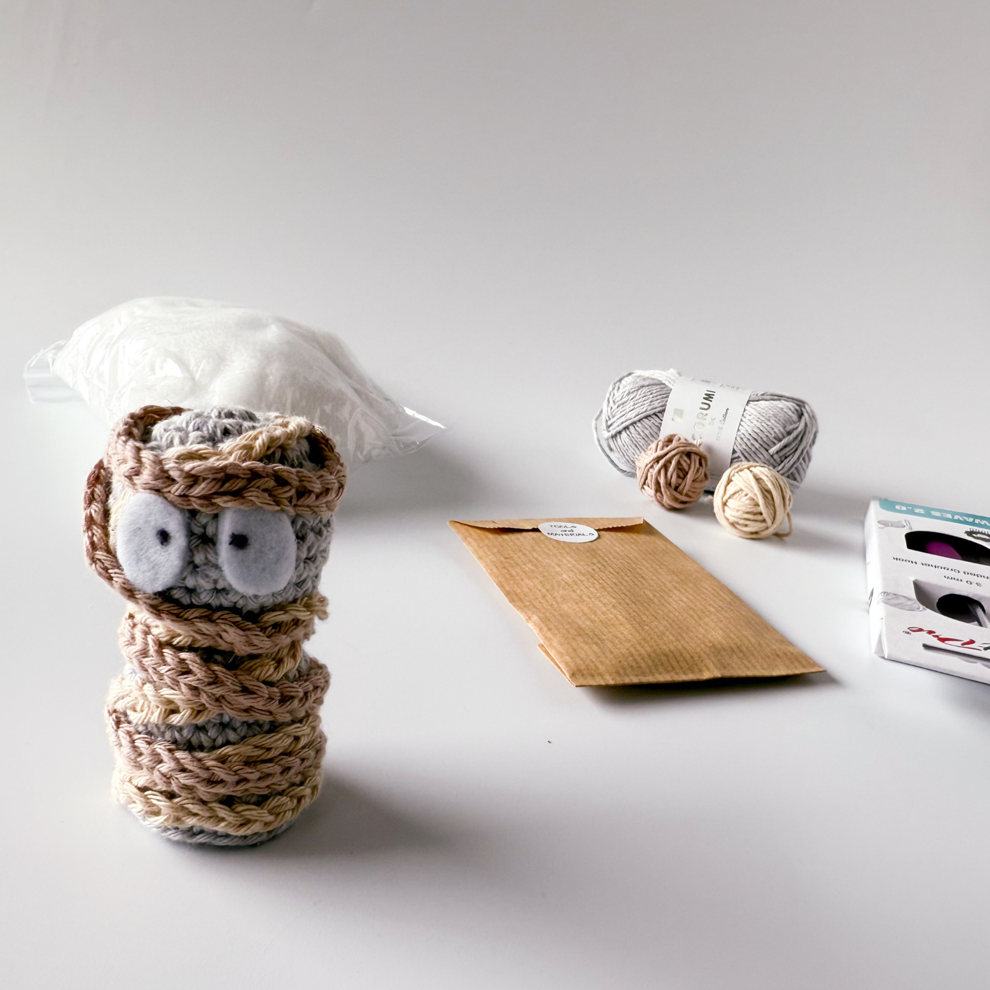 Crochet Mummy Kit - Halloween Amigurumi Kit - DIY Crochet Kit for Beginners with Video Tutorial & PDF Pattern - Image 5