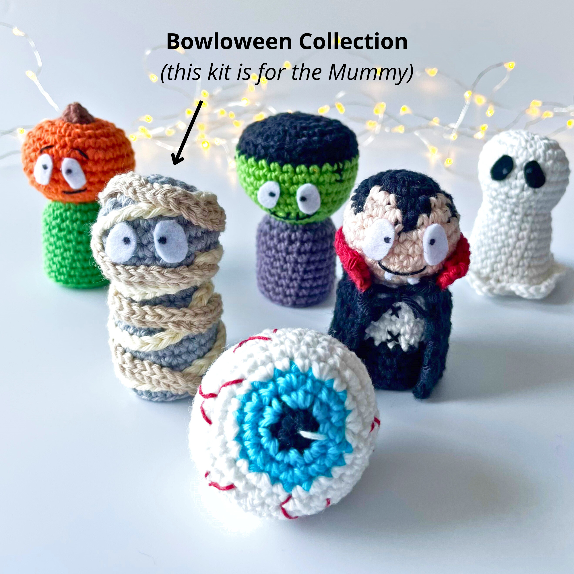 Crochet Mummy Kit - Halloween Amigurumi Kit - DIY Crochet Kit for Beginners with Video Tutorial & PDF Pattern - Image 10