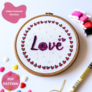 Love Embroidery Pattern: Beginner Heart and Valentines DIY