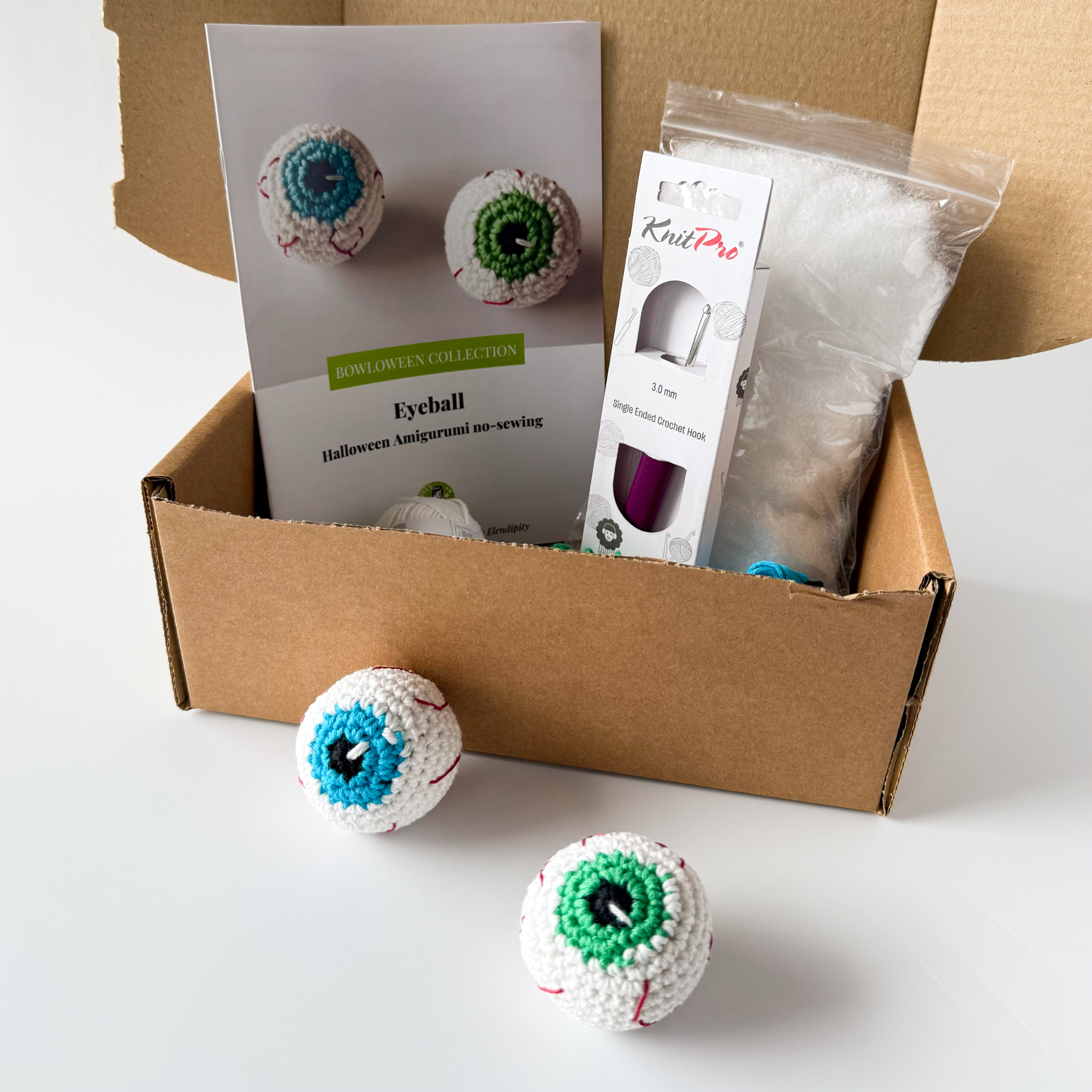 Crochet Eyeball Kit - Halloween Amigurumi Kit - DIY Crochet Kit for Beginners with Video Tutorial & PDF Pattern - Image 3