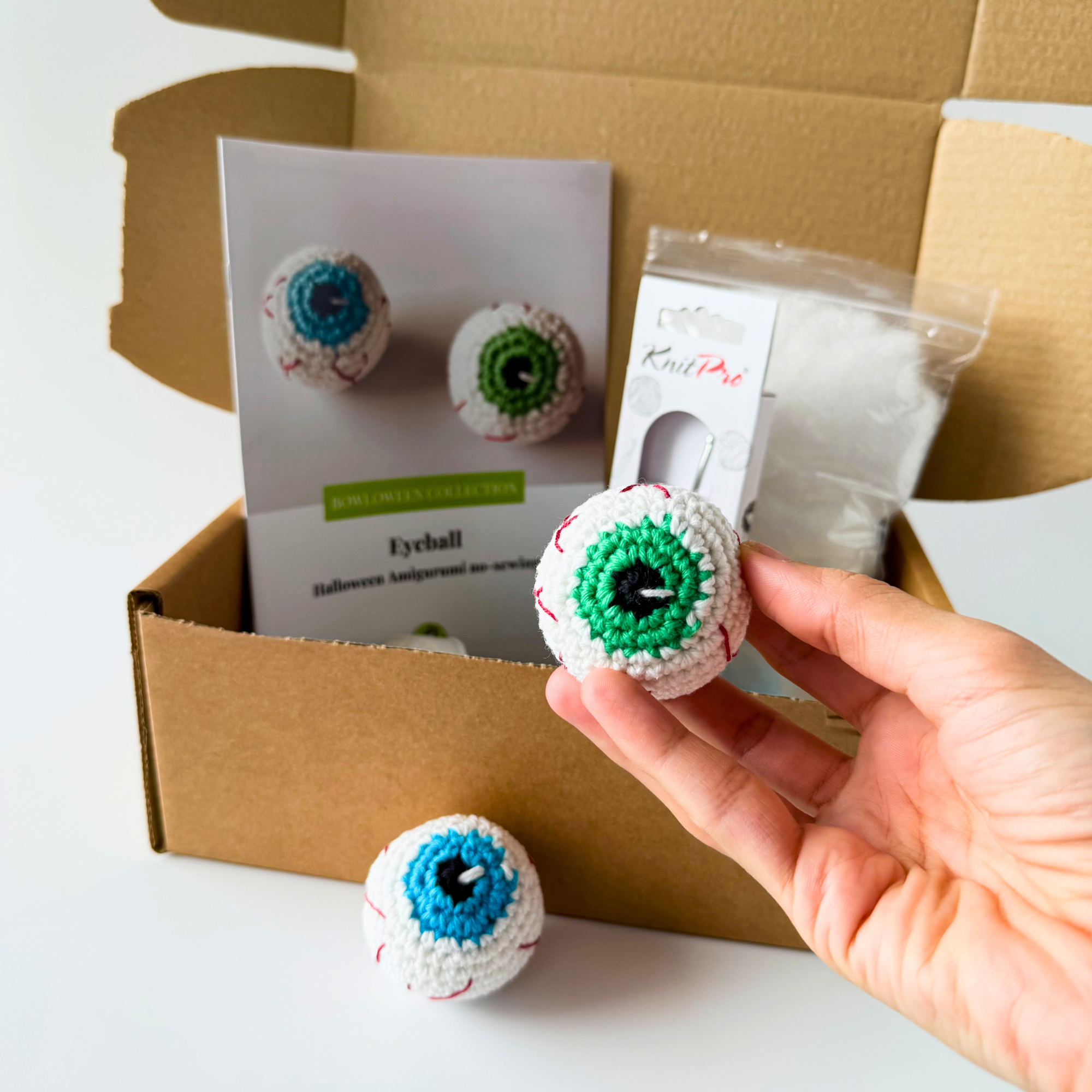 Crochet Eyeball Kit - Halloween Amigurumi Kit - DIY Crochet Kit for Beginners with Video Tutorial & PDF Pattern - Image 5