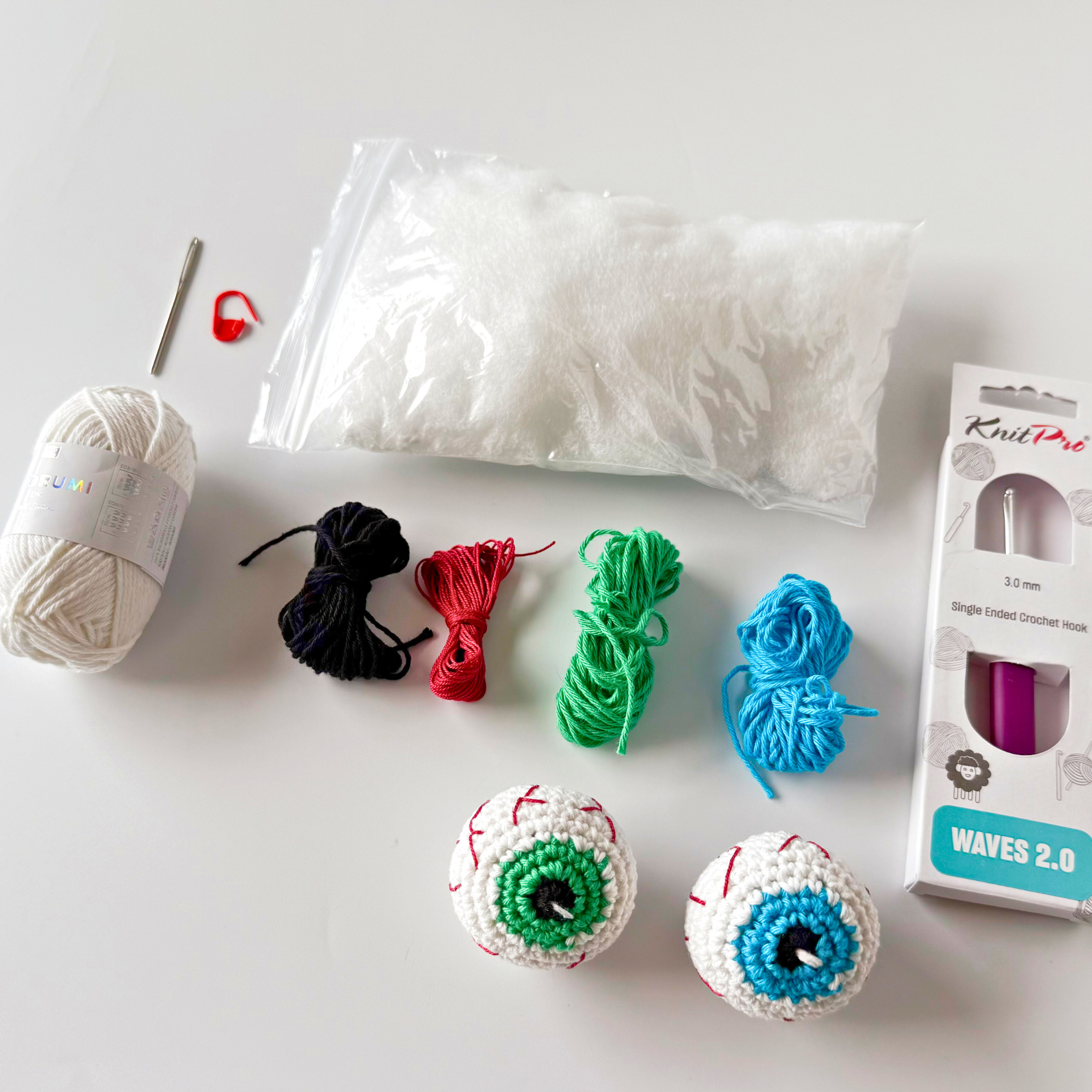 Crochet Eyeball Kit - Halloween Amigurumi Kit - DIY Crochet Kit for Beginners with Video Tutorial & PDF Pattern - Image 6