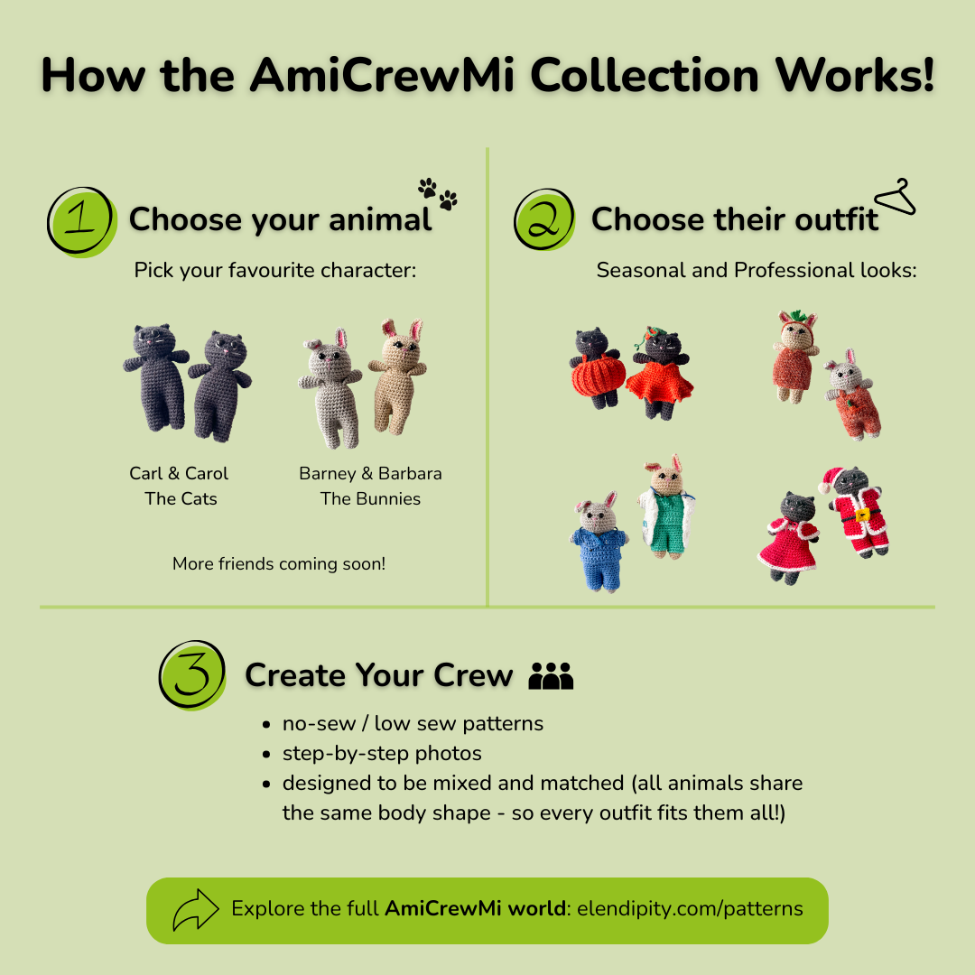 Crochet Christmas Outfit for AmiCrewMi - amigurumi animals (Digital Pattern) - Image 4