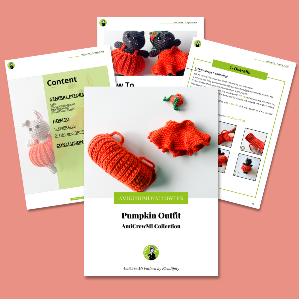 Crochet Pumpkin Outfit for AmiCrewMi - amigurumi animals (Digital Pattern) - Image 2