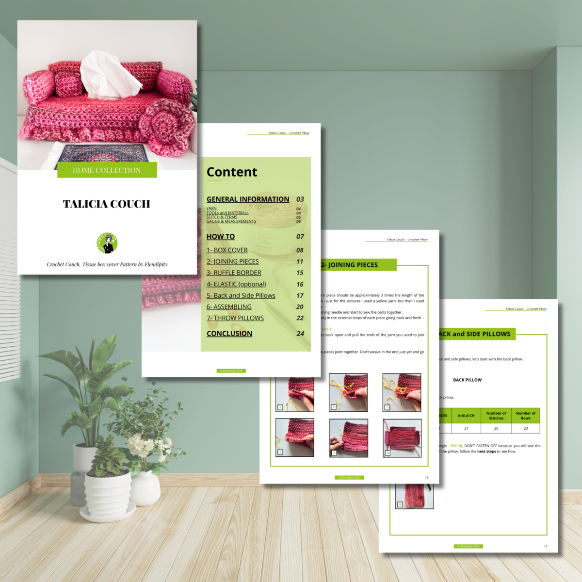 Crochet Couch Tissue Box Cover Pattern: Talicia Sofa Home Decor (Digital Pattern) - Image 2