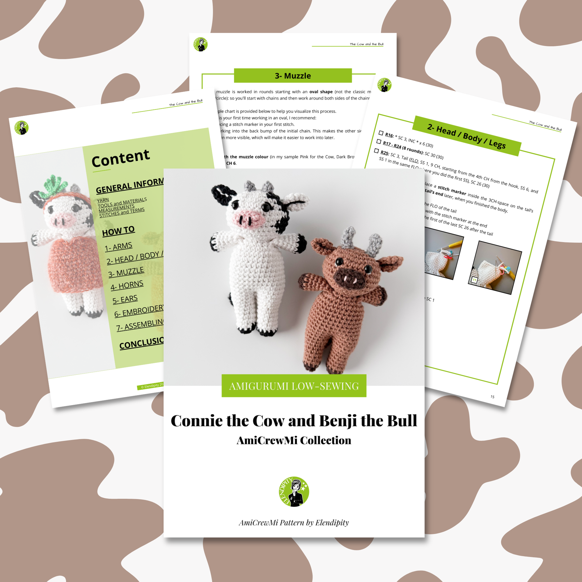 Connie the Cow & Benji the Bull - AmiCrewMi Crochet Pattern - Image 2