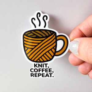 Knit Coffee Repeat Vinyl Sticker - Knitting Sticker