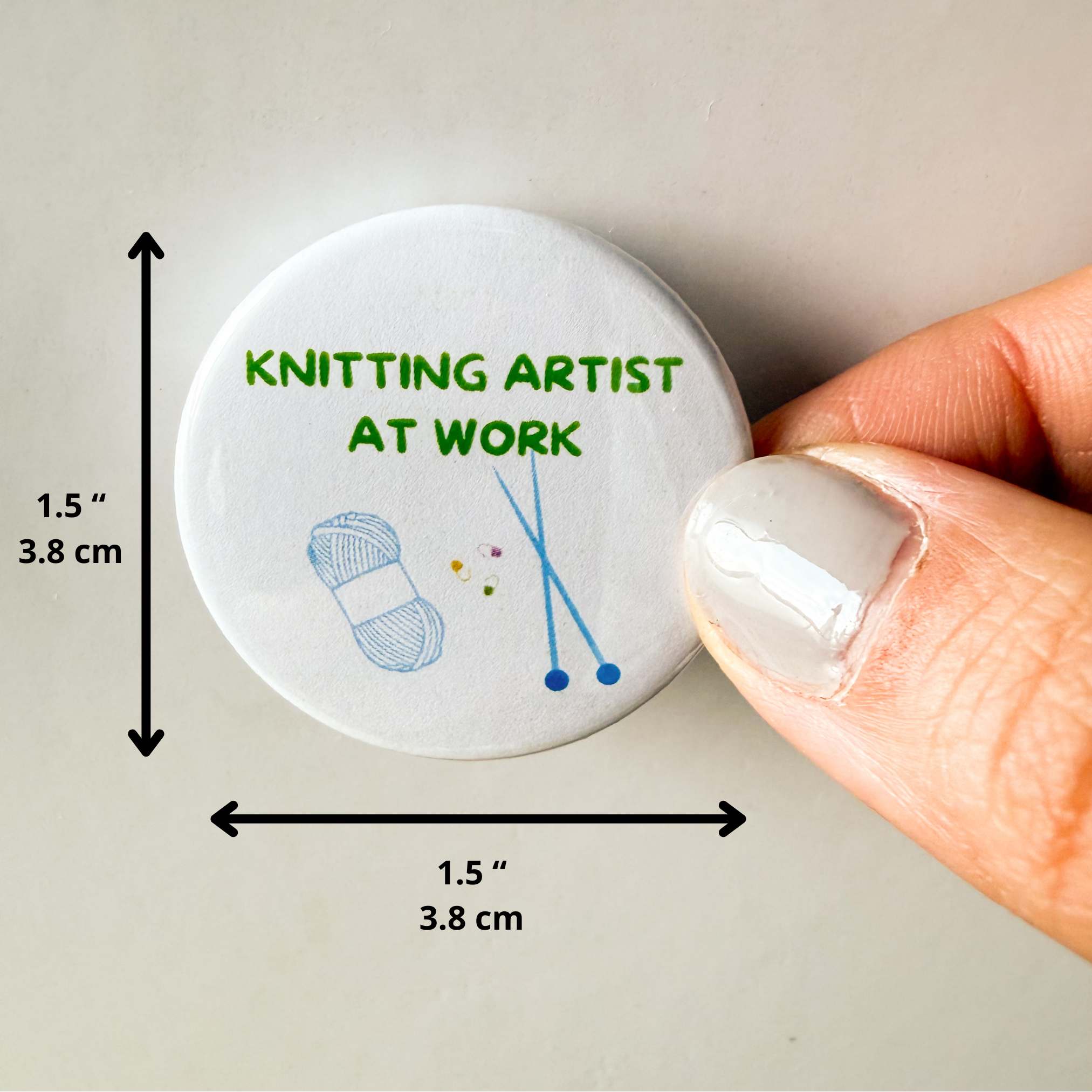 Knitting artist at work - knitting pin badge - Image 2