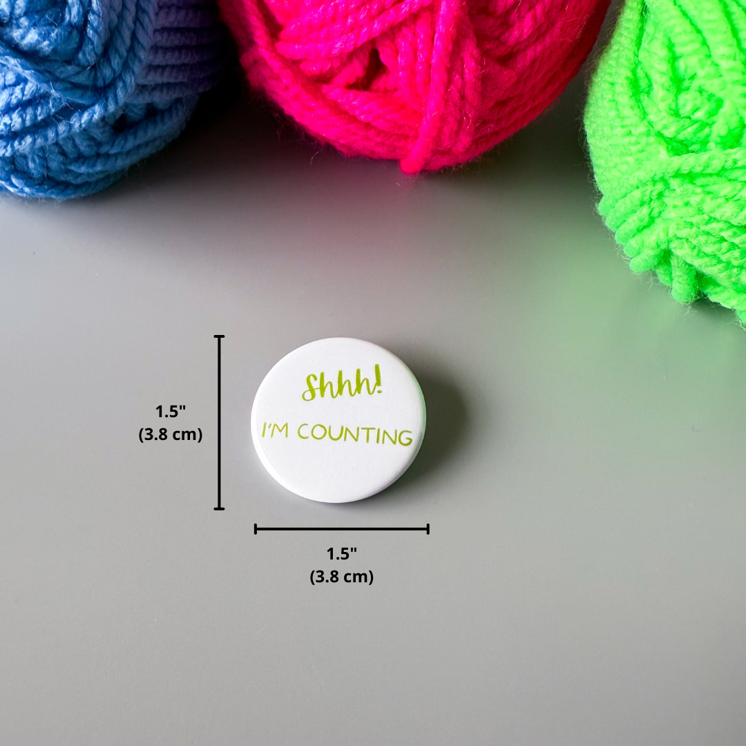 Shhh! I'm counting - crochet / knitting pin badge - Image 2