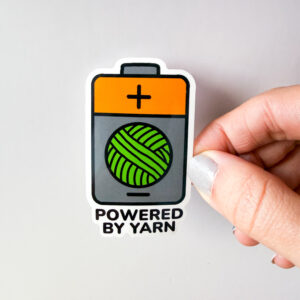 Powered by Yarn Vinyl Sticker - Funny Crochet & Knitting Sticker