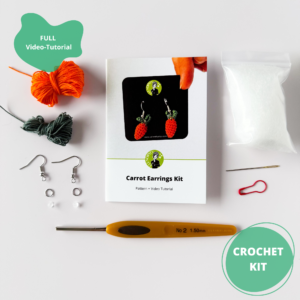 Crochet Carrot Earring Kit - DIY Amigurumi Jewellery Kit with Video Tutorial & PDF Pattern