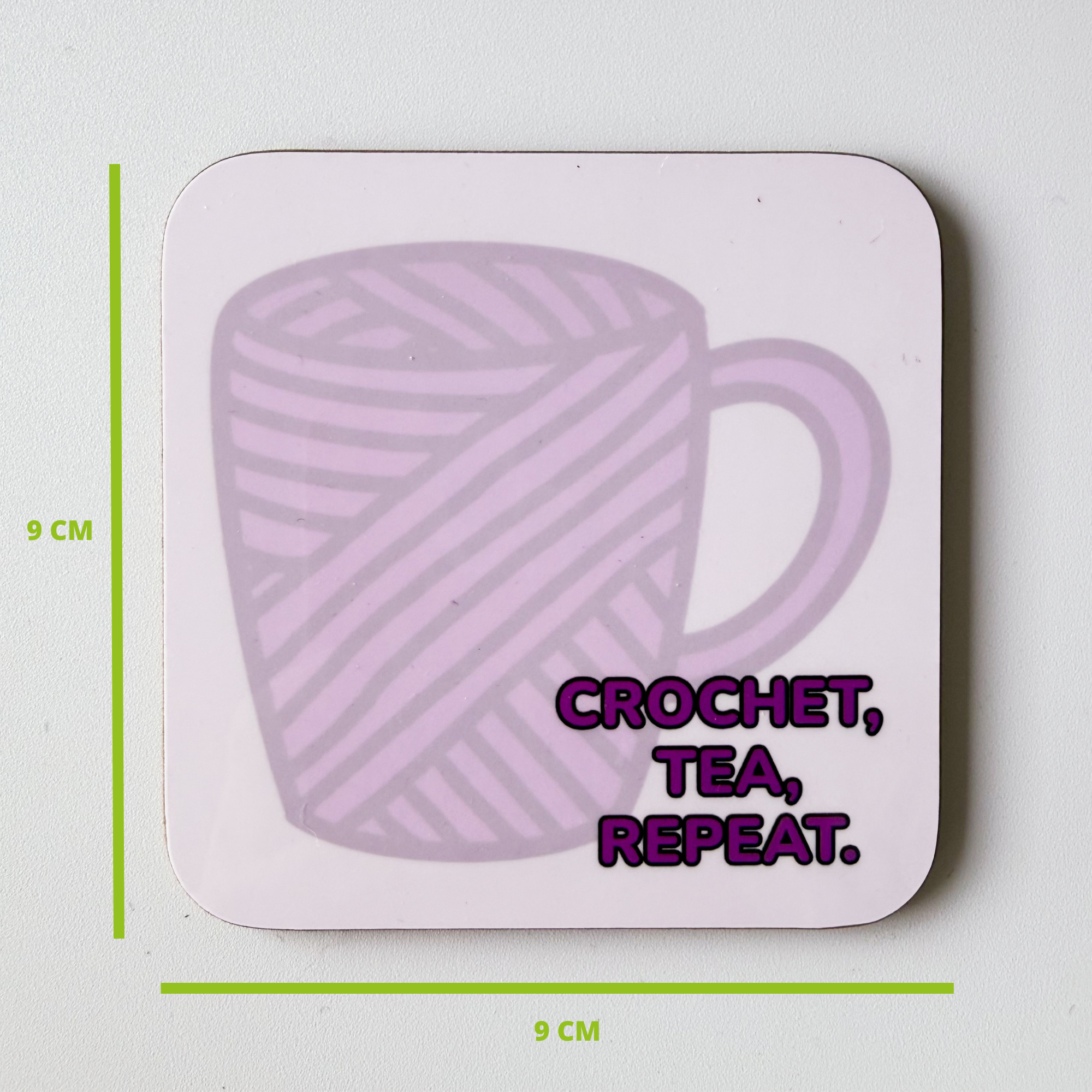 Crochet, Tea, Repeat Coaster - Crochet Lover Gift - Image 2