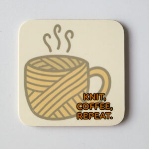 Knit, Coffee, Repeat Coaster - Knitting Lover Gift