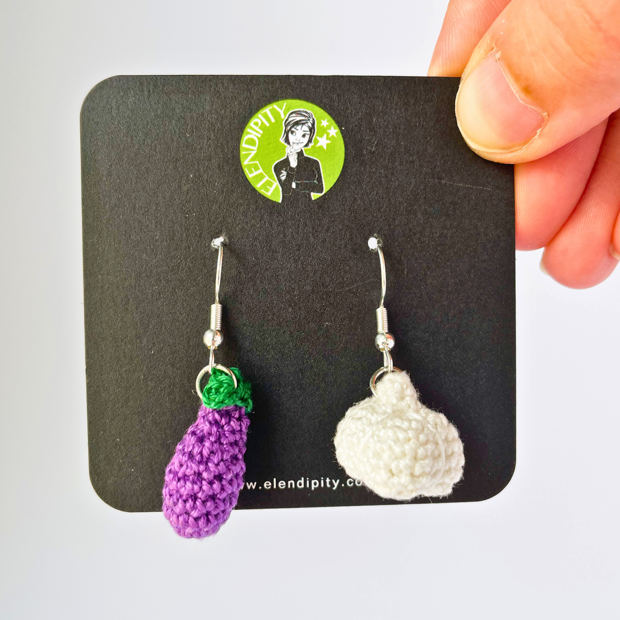 Aubergine and Garlic Earrings and Keychain Crochet Pattern - Micro Amigurumi PDF with Video Tutorial - Image 3