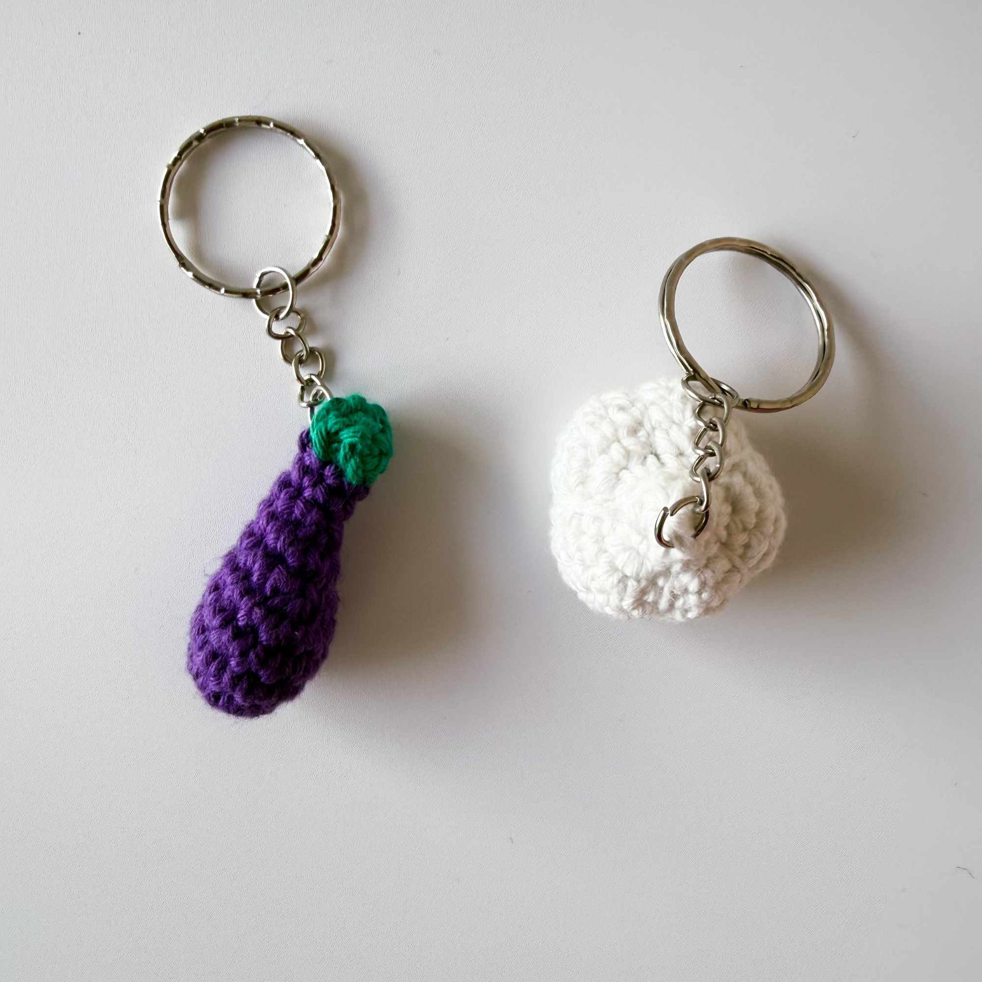 Aubergine and Garlic Earrings and Keychain Crochet Pattern - Micro Amigurumi PDF with Video Tutorial - Image 4