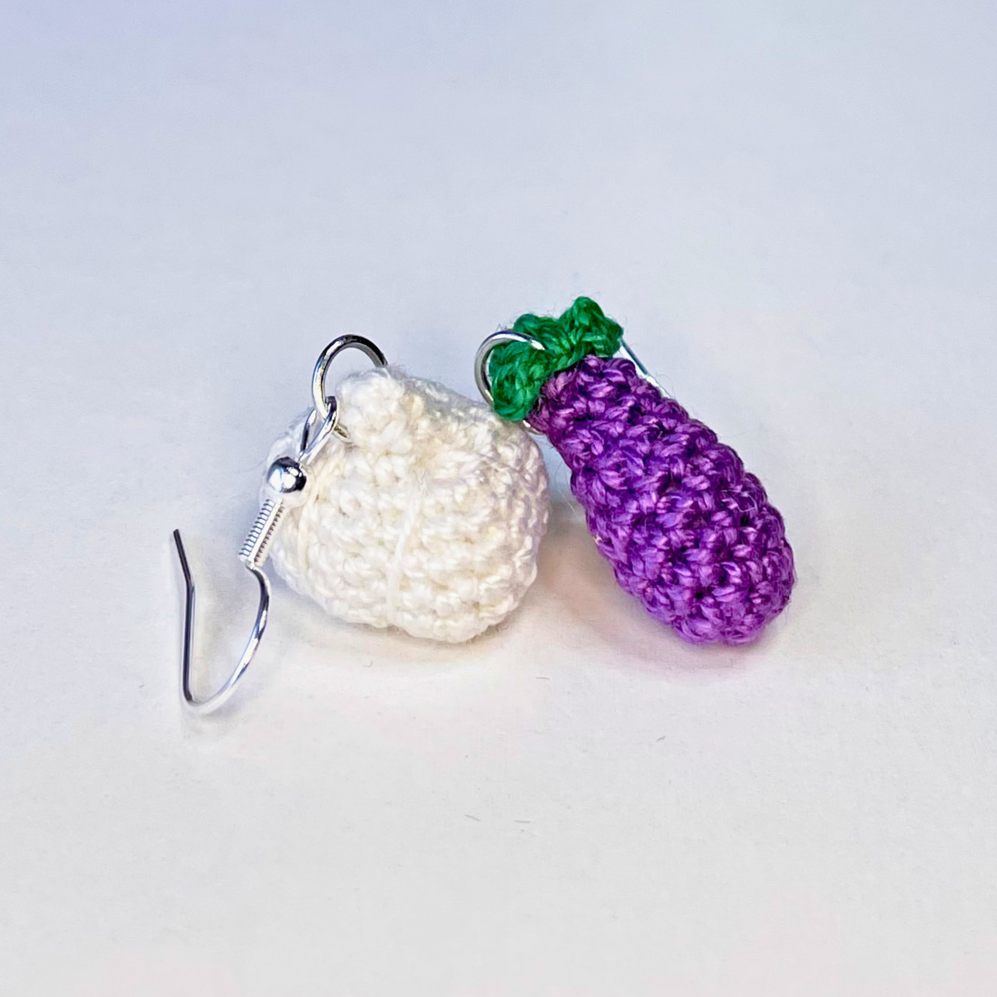 Aubergine and Garlic Earrings and Keychain Crochet Pattern - Micro Amigurumi PDF with Video Tutorial - Image 5
