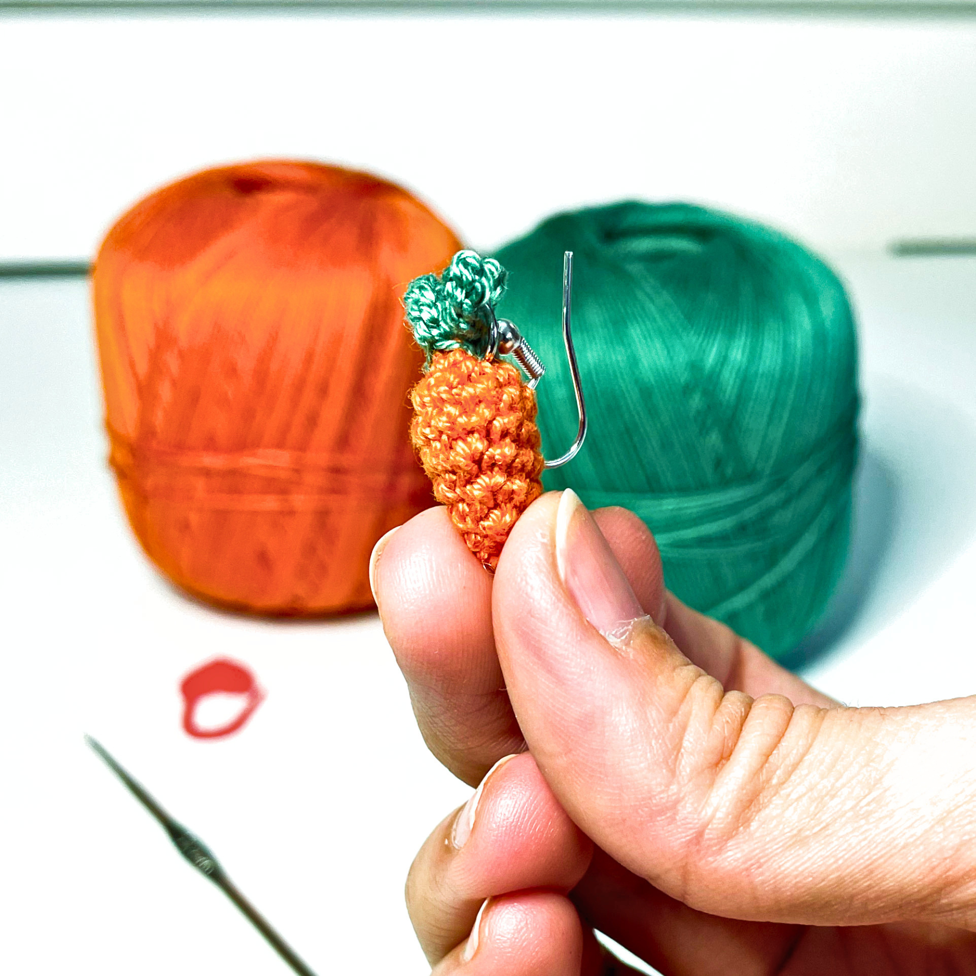 Carrot Earrings and Keychain Crochet Pattern - Micro Amigurumi PDF with Video Tutorial - Image 5