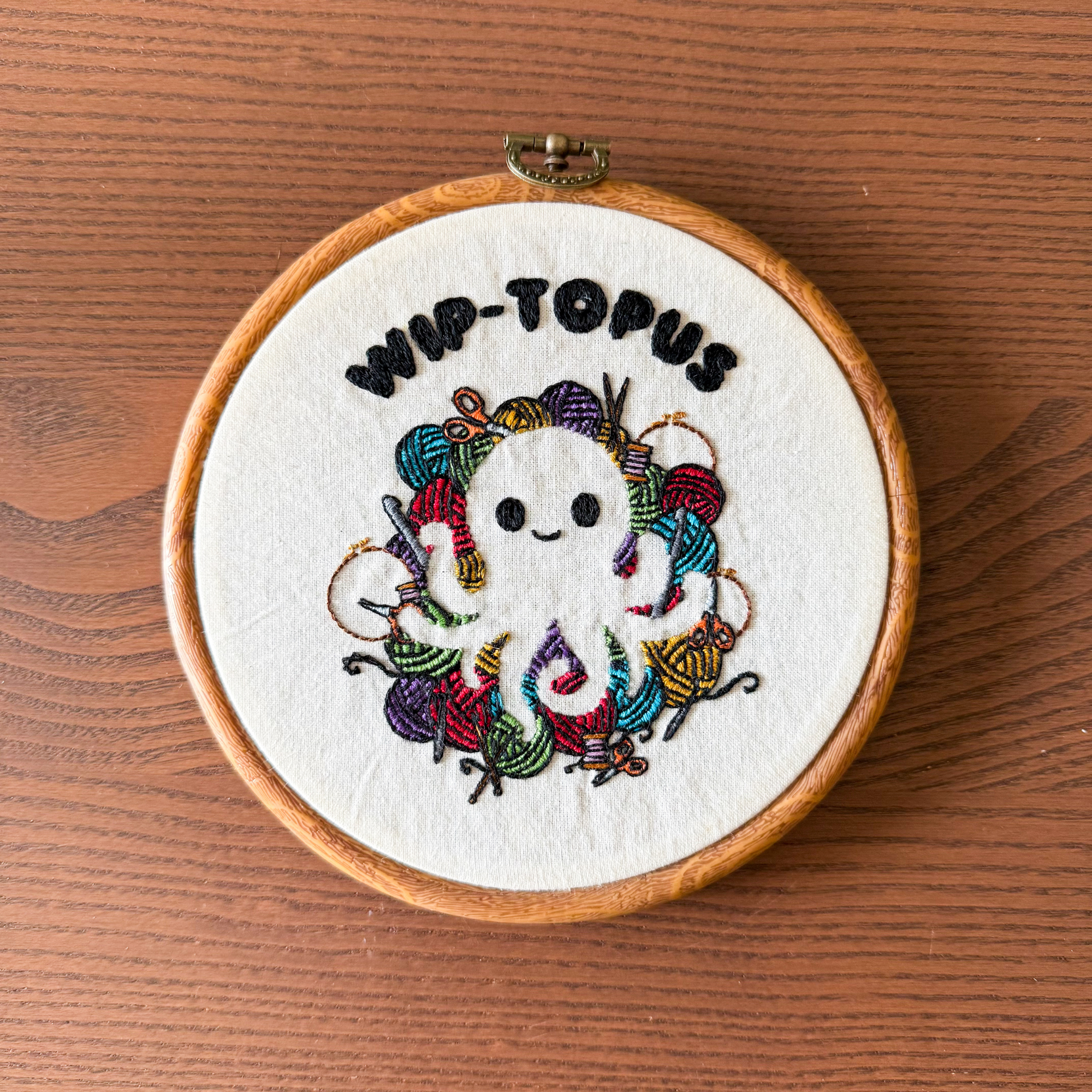 WIP-topus Embroidery Pattern PDF - Kawaii Octopus Negative Space Hoop Art - Beginner Project for Craft Lovers - Image 7