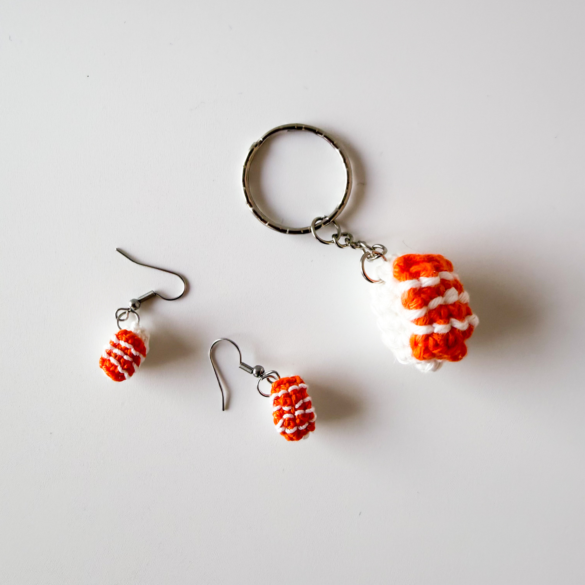 Sushi Salmon Earrings and Keychain Crochet Pattern - Micro Amigurumi PDF with Video Tutorial - Image 2